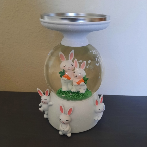Bunny Snow Globe Candle Holder